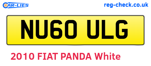 NU60ULG are the vehicle registration plates.