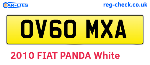 OV60MXA are the vehicle registration plates.