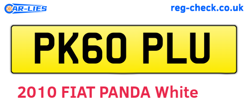 PK60PLU are the vehicle registration plates.