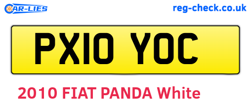 PX10YOC are the vehicle registration plates.