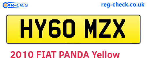 HY60MZX are the vehicle registration plates.