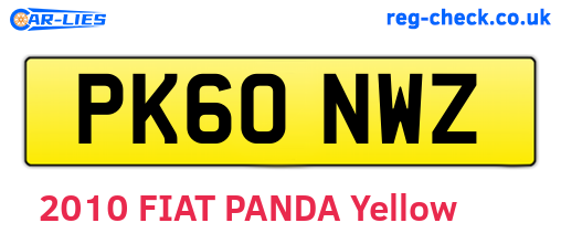 PK60NWZ are the vehicle registration plates.