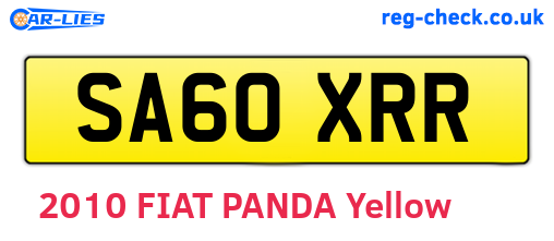 SA60XRR are the vehicle registration plates.