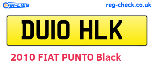 DU10HLK are the vehicle registration plates.