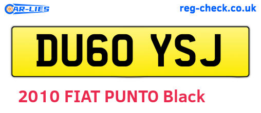 DU60YSJ are the vehicle registration plates.
