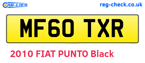 MF60TXR are the vehicle registration plates.