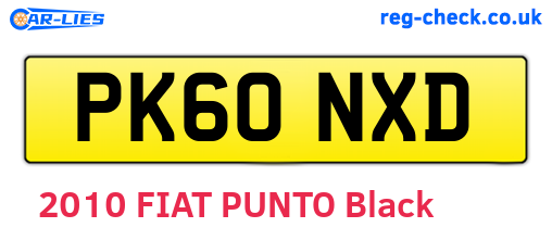 PK60NXD are the vehicle registration plates.