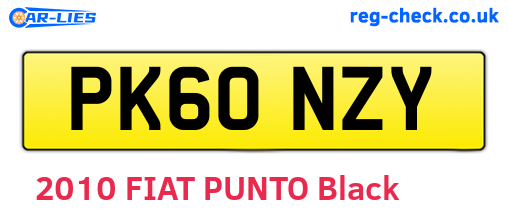 PK60NZY are the vehicle registration plates.