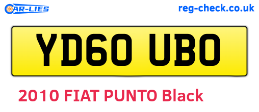 YD60UBO are the vehicle registration plates.