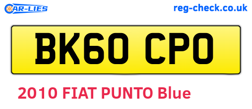 BK60CPO are the vehicle registration plates.