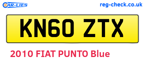 KN60ZTX are the vehicle registration plates.