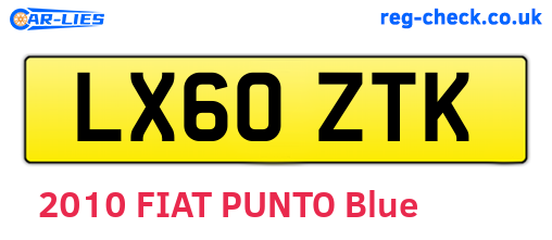 LX60ZTK are the vehicle registration plates.