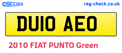 DU10AEO are the vehicle registration plates.
