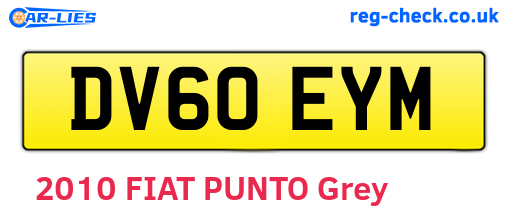 DV60EYM are the vehicle registration plates.
