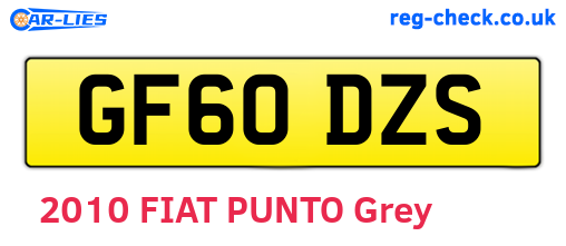 GF60DZS are the vehicle registration plates.