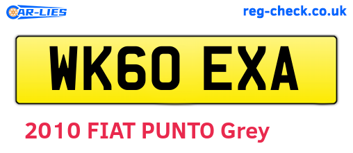 WK60EXA are the vehicle registration plates.