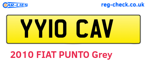 YY10CAV are the vehicle registration plates.