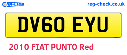 DV60EYU are the vehicle registration plates.