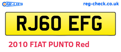 RJ60EFG are the vehicle registration plates.