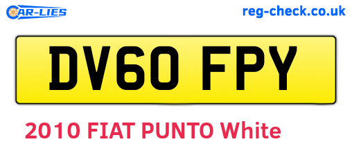 DV60FPY are the vehicle registration plates.
