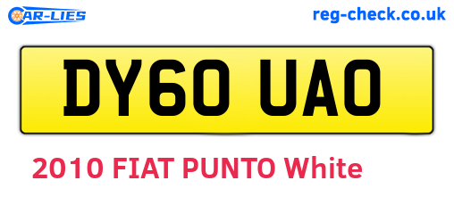 DY60UAO are the vehicle registration plates.