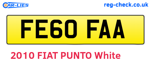 FE60FAA are the vehicle registration plates.