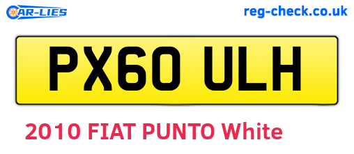 PX60ULH are the vehicle registration plates.