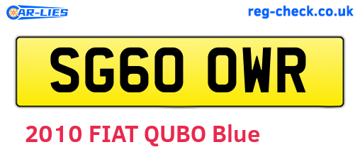 SG60OWR are the vehicle registration plates.