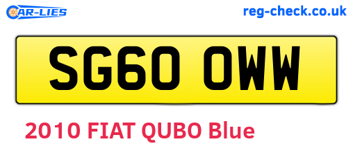 SG60OWW are the vehicle registration plates.