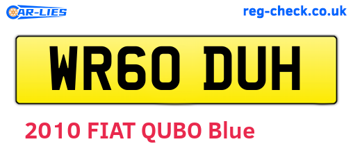 WR60DUH are the vehicle registration plates.