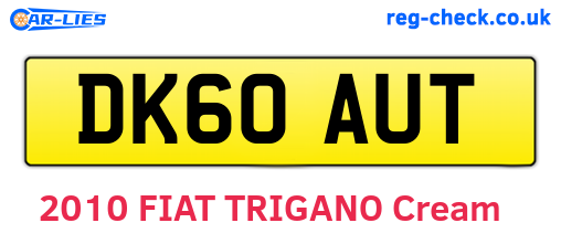 DK60AUT are the vehicle registration plates.