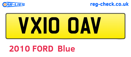 VX10OAV are the vehicle registration plates.