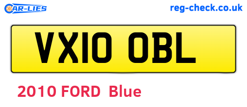 VX10OBL are the vehicle registration plates.