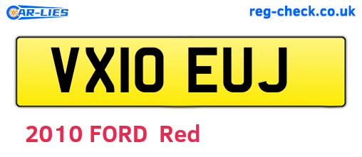 VX10EUJ are the vehicle registration plates.