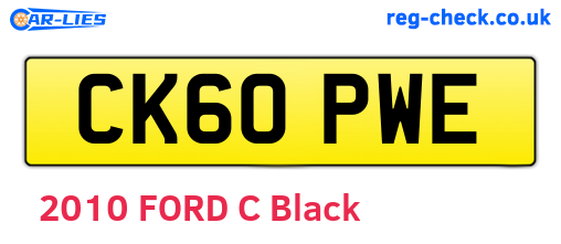 CK60PWE are the vehicle registration plates.