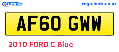 AF60GWW are the vehicle registration plates.