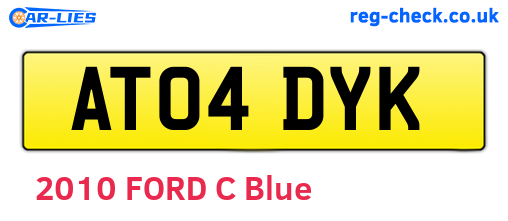 AT04DYK are the vehicle registration plates.