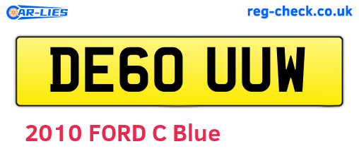 DE60UUW are the vehicle registration plates.