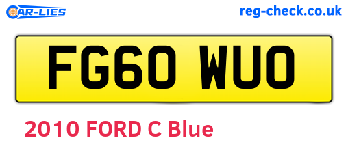 FG60WUO are the vehicle registration plates.