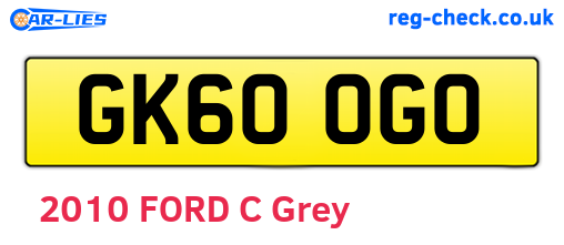 GK60OGO are the vehicle registration plates.