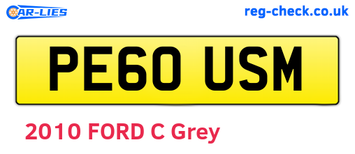 PE60USM are the vehicle registration plates.