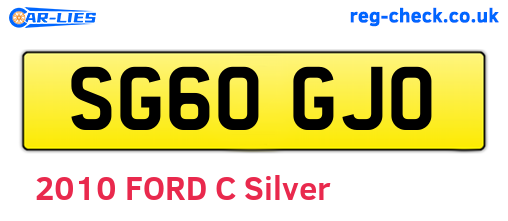 SG60GJO are the vehicle registration plates.
