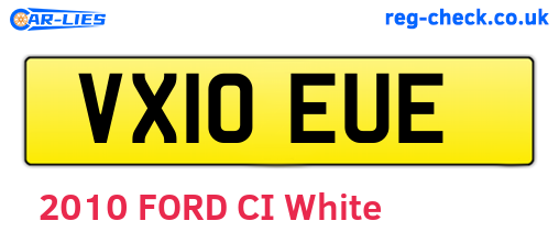 VX10EUE are the vehicle registration plates.