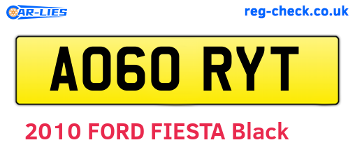 AO60RYT are the vehicle registration plates.