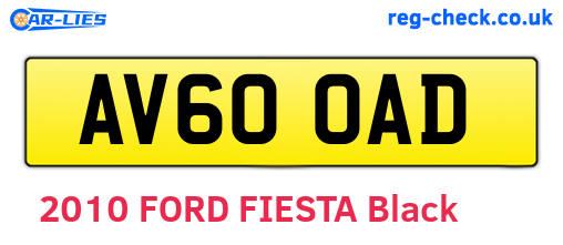 AV60OAD are the vehicle registration plates.
