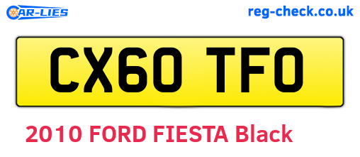 CX60TFO are the vehicle registration plates.