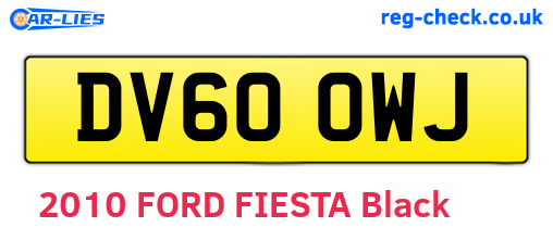 DV60OWJ are the vehicle registration plates.