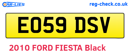 EO59DSV are the vehicle registration plates.