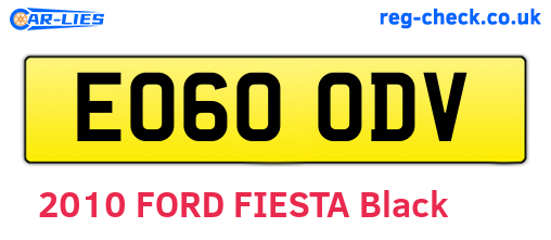 EO60ODV are the vehicle registration plates.