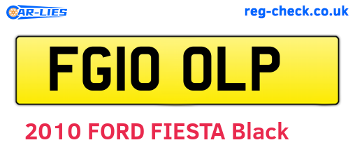 FG10OLP are the vehicle registration plates.